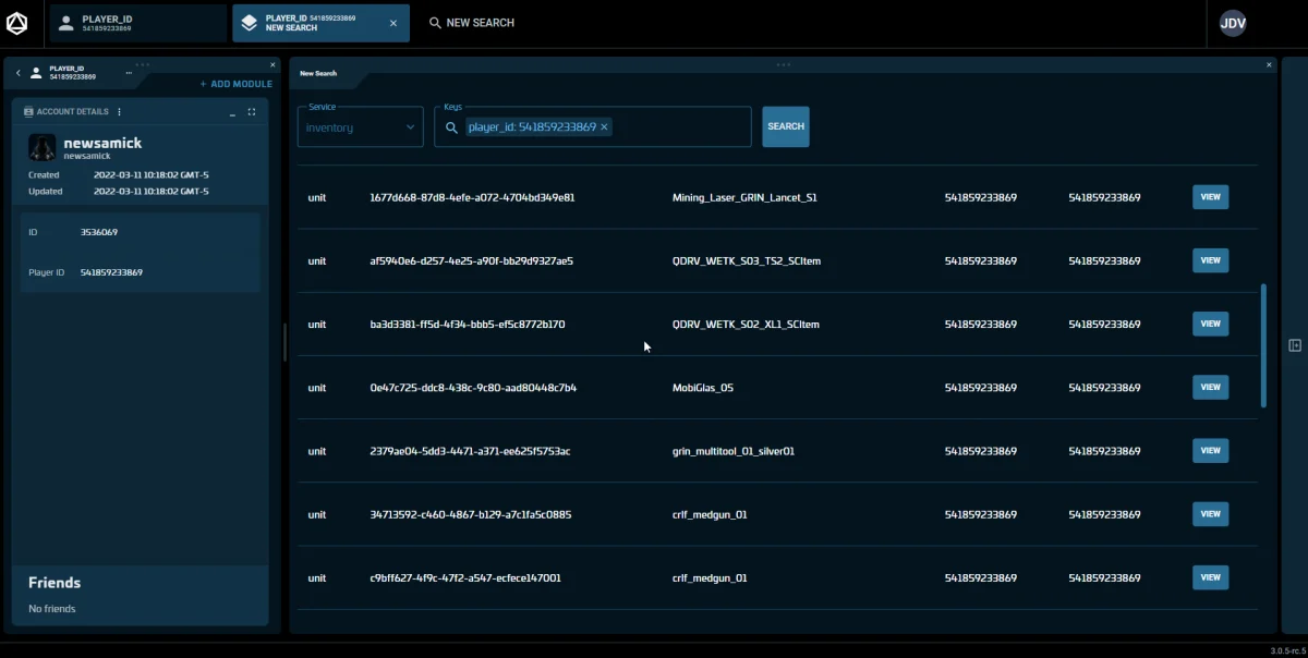 Live Tool navigating from a player to objects associated with their identifier
